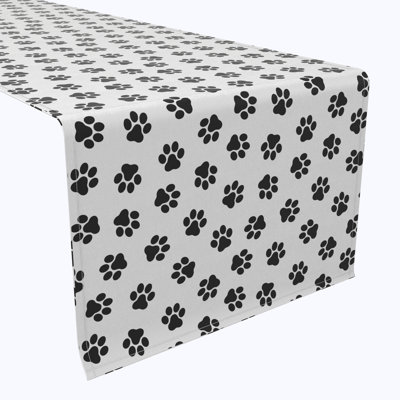 Table Runner, 100% Cotton, 16X108", Paw Prints