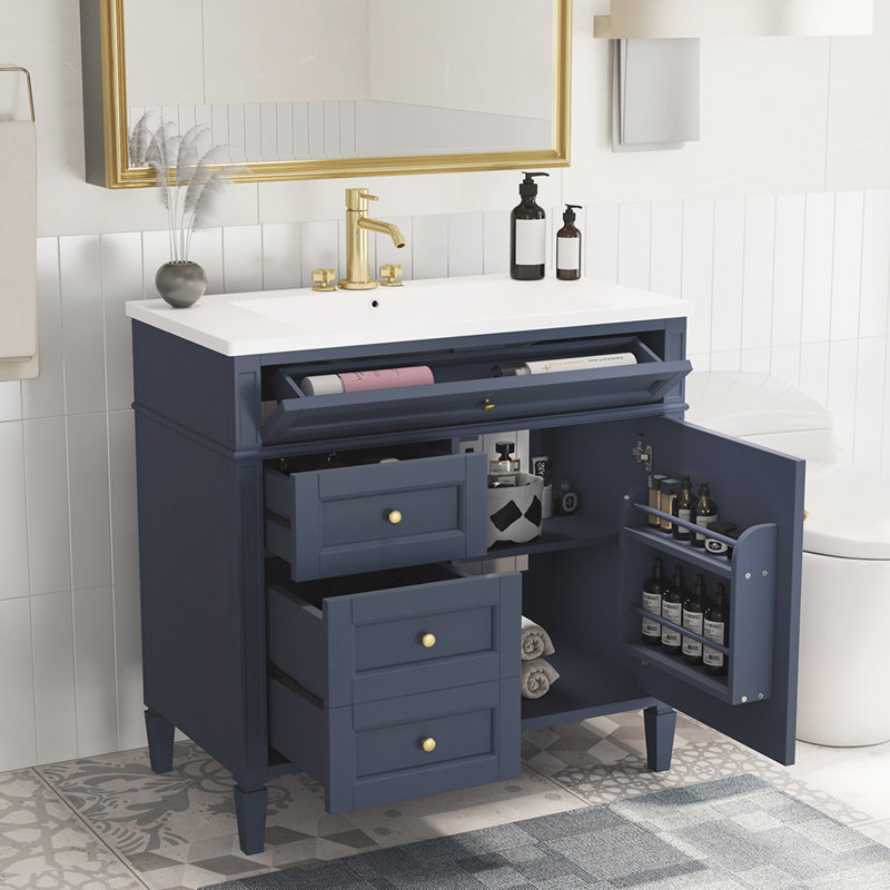 Meuble-lavabo simple 36,01 avec comptoir, Bleu