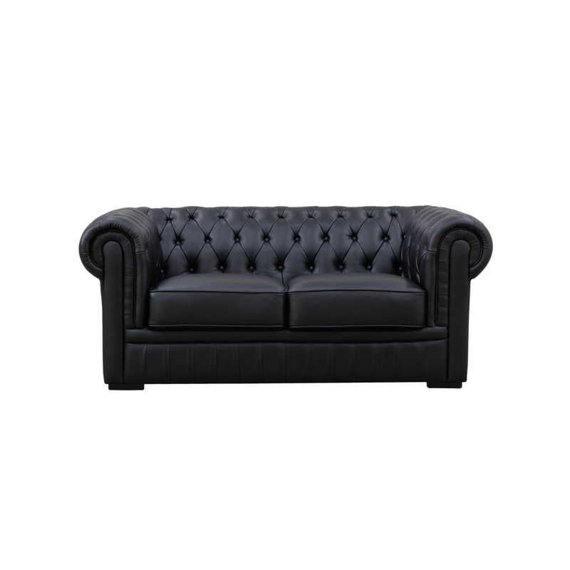 Upholstered 72.5 " Top Grain Leather Loveseat