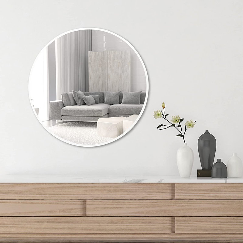 Miroir de salle de bain Alyster, Blanc, 28 po x 28 po