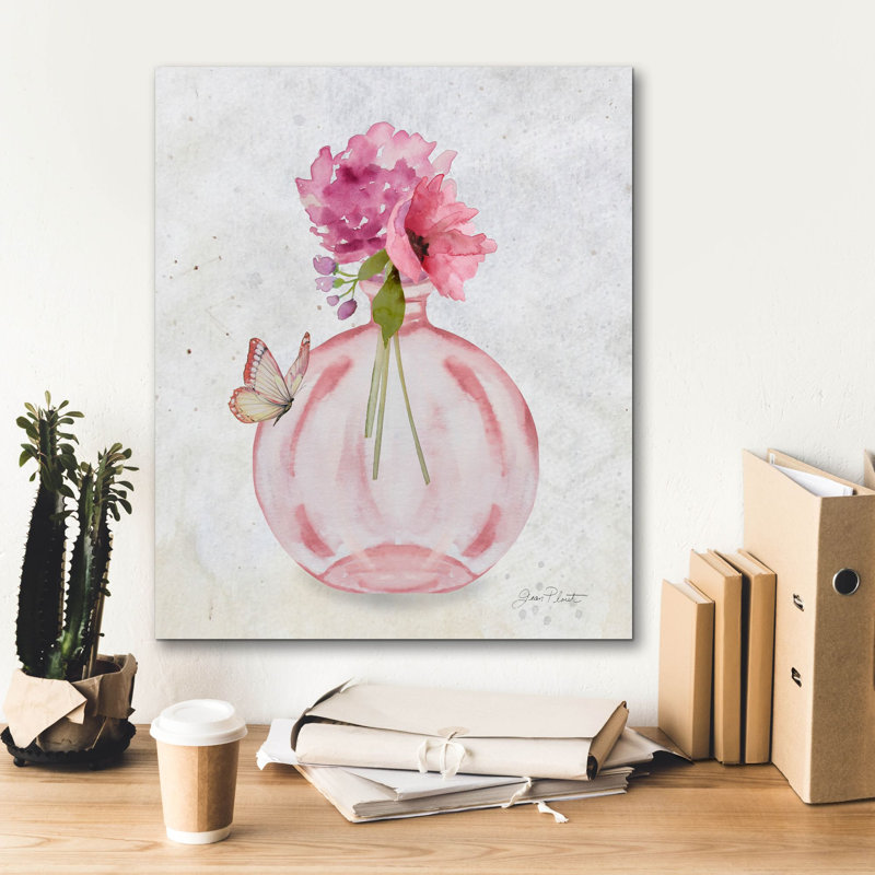 «Pink Bottles C» par Jean Plout, art mural sur toile, H 24 po x l 20 po x P 0,75 po