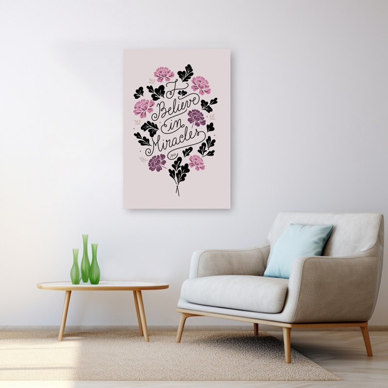 «Miracles Delicate Elegant Abstract Flower Landscape», art mural, 48" H x 32" W