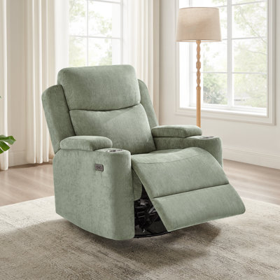Fauteuil inclinable électrique avec fauteuil berçant, oscillant et pivotant, porte-gobelets intégrés