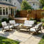 Ensemble de patio extérieur pour six personnes avec coussins et deux tables Shweta-231525984-231525985