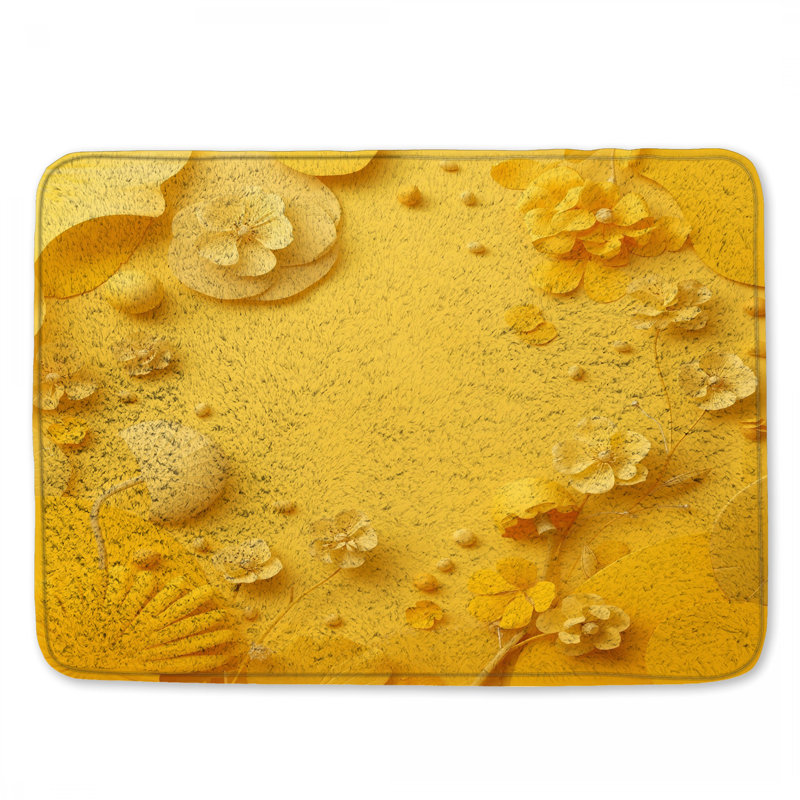 Yellow Paper Flowers Bath Mat, 24in W x 17in L