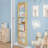 Wall-Mounted Floating Bookcase – 5-Tier Adjustable Shelf with Metal Guards & Hooks, Stackable Modular Design-107255619