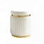 Round Accent Stool Stainless Steel Gold Trim Velvet Fabric