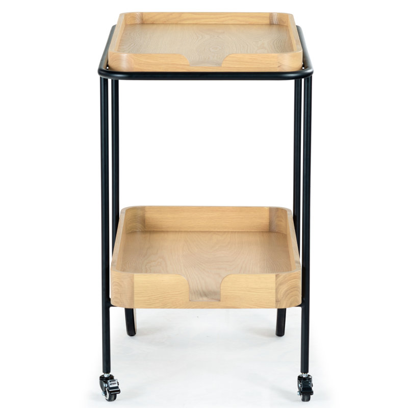 Malek Wood 2 Shelf Bar Cart, White