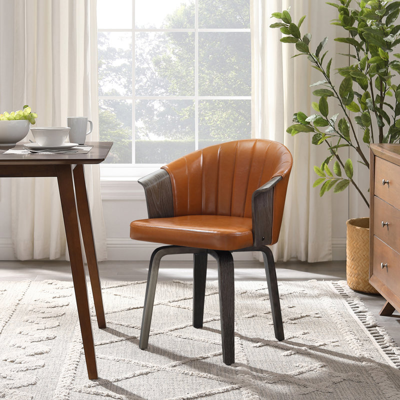 Arvion 23.43 inches Wide Tufted Swivel Barrel Chair, Green
