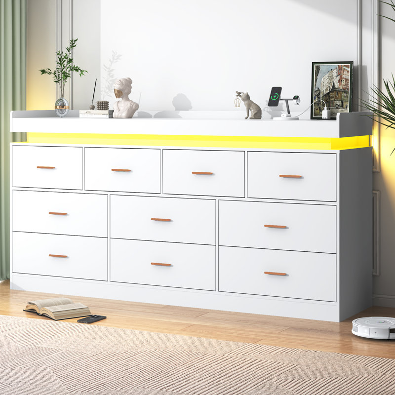 Commode 10 tiroirs Karigan, Blanc