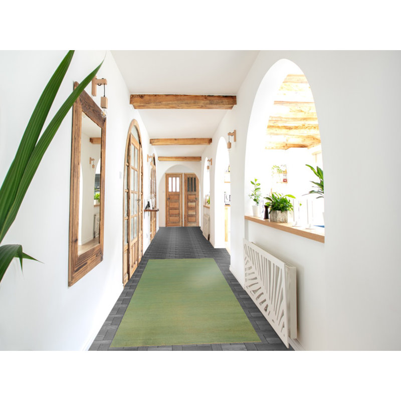 Tapis vert en laine Gabbeh 3 x 10