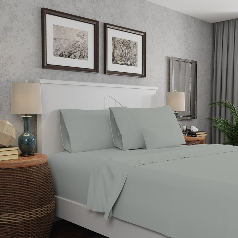 Soft & Silky Cotton Rayon Sheet Set, Queen, Light Gray