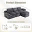 Canapé modulaire en L compressé modulaire en L recouvert de velours côtelé rembourré avec dossier sans repose-pieds, trois coussins et deux coussins lombaires, coussins de siège amovibles-1013867386