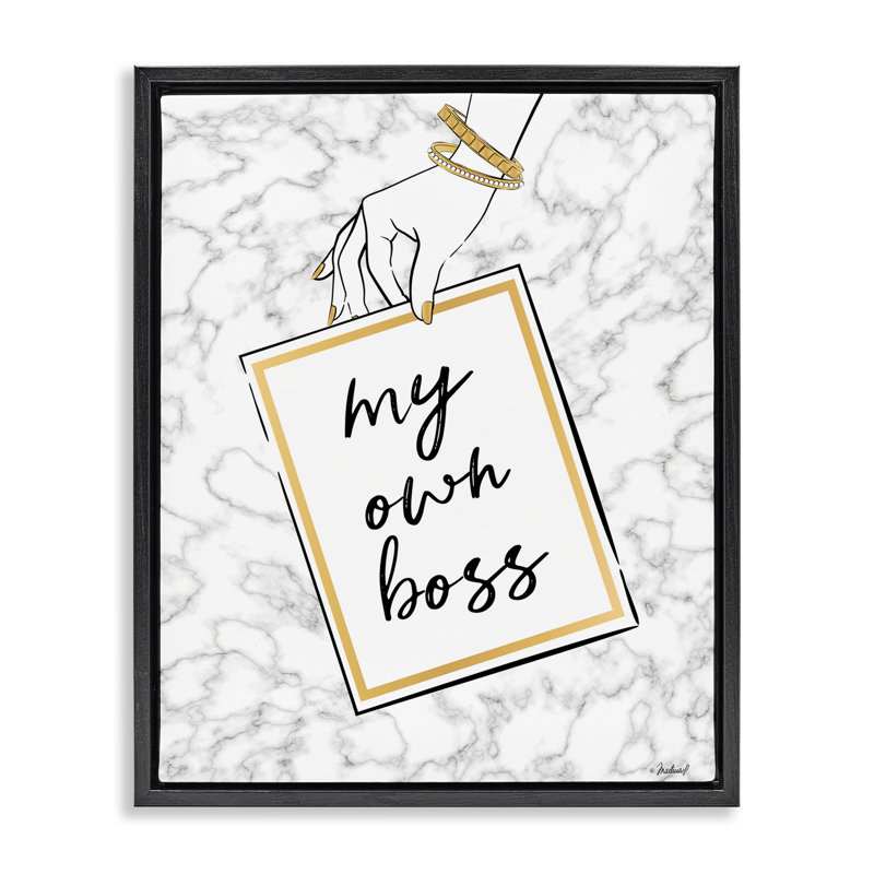 My Own Boss Phrase Black Framed Floater Canvas Wall Art by Martina Pavlova, Jet Black Floater Frame, 21" H x 17" W
