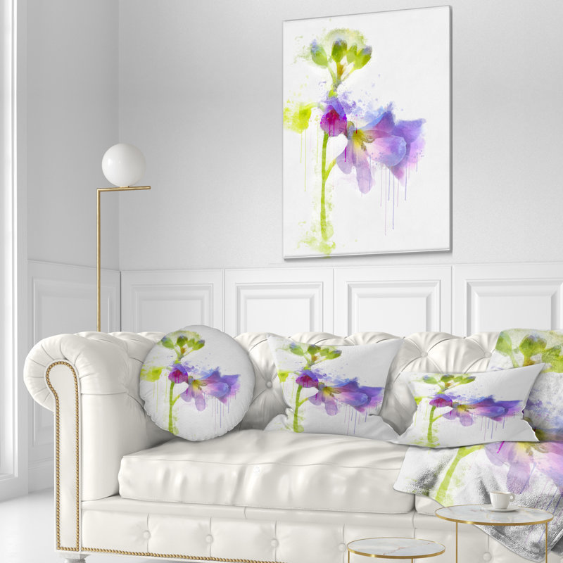 Coussin lombaire en aquarelle eustoma à la main floral