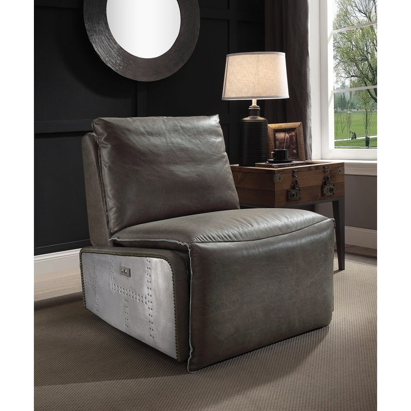 Westborough Top Grain Leather Power Motion Recliner with Aluminum Base