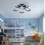 Ventilateur de plafond encastré réversible géométrique moderne à 6 vitesses avec lumière, noir-130156486