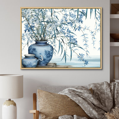 Chinese Serenity In Blue Bamboo - Bamboo Wall Art Living Room_106650