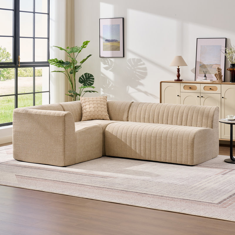 Canapé modulaire rembourré 86,8 po, Chenille kaki