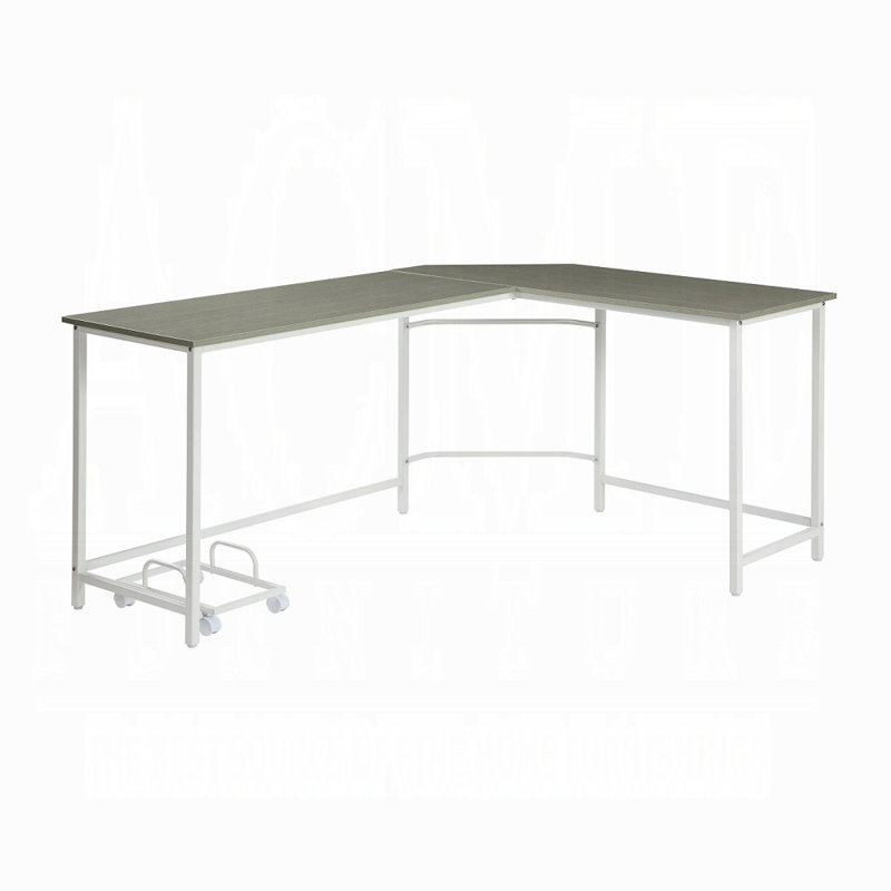 Bureau d'ordinateur Ylaris, Gris / Blanc, H 29,82 po x l 65,81 po x P 46,83 po