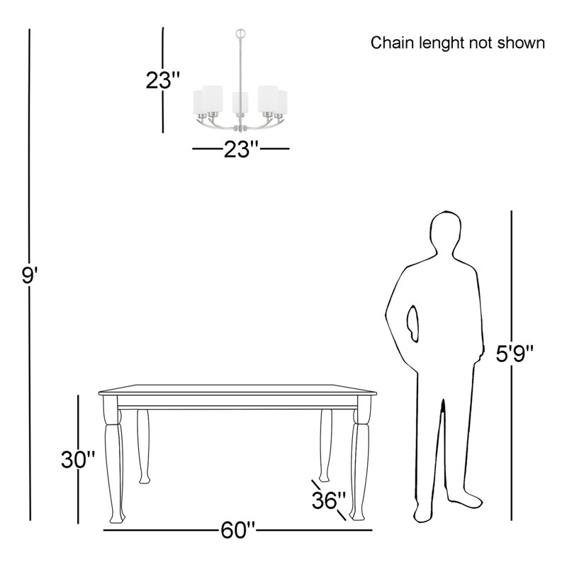 Dixon 5 - Light Dimmable Classic / Traditional Chandelier, Brushed Nickel