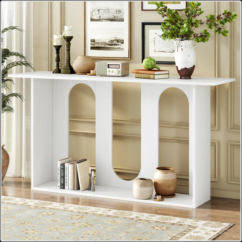 Console moderne et courbée en placage de frêne avec tablette, convenant au vestibule, au couloir, au vestibule, au couloir et au couloir
