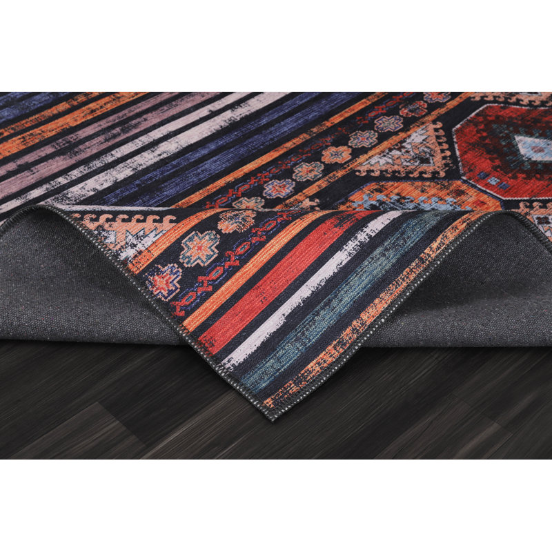 Oriental Cotton and Chenille Flatweave Area Rug, 200 cm round