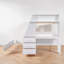 Lit superposé simple au dessus d'un lit double avec lit gigogne, bureau intégré, 3 tiroirs et tablette, moderne, chambre d'enfant-60362435