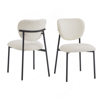 Upholstered  Dining Chairs With Metal Legs (Set Of 2),Beige