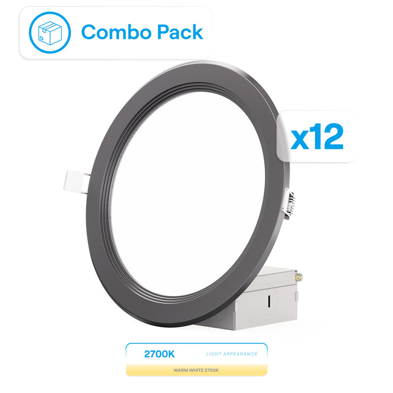 Ensemble de plafonniers encastrés à DEL 6 pouces Infibrite Thin, Noir, 6 pouces, 2700 K