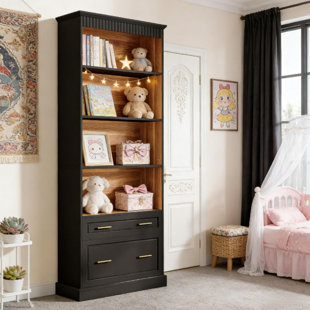 Tall Open Shelf Bookcase Unit, Space Saving Storage Organizer for Home Office Living Room