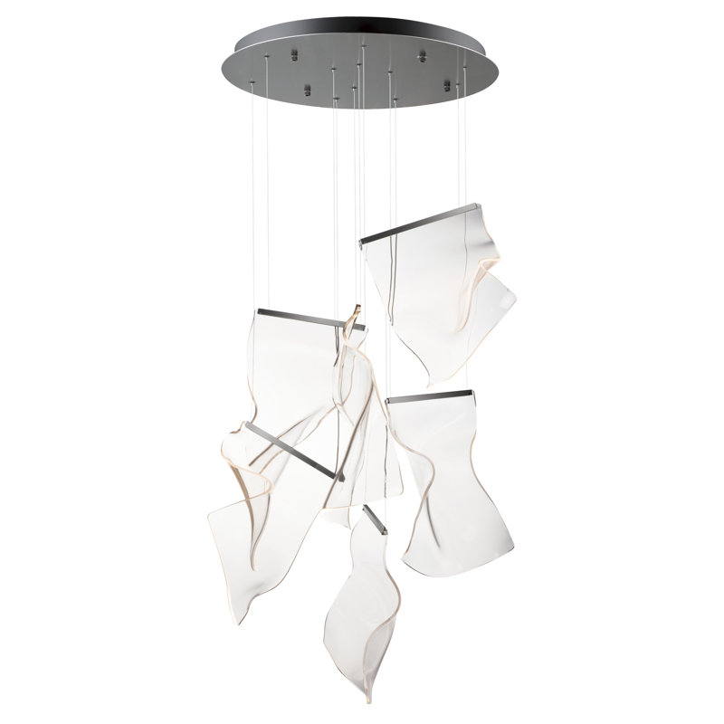 Luminaire suspendu en métal brossé à 6 lumières