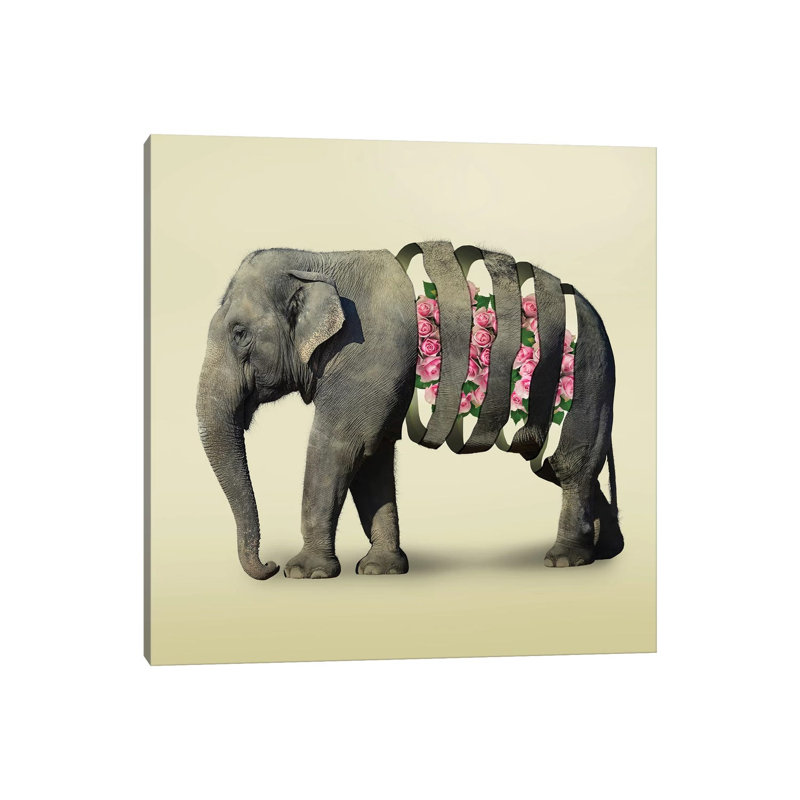 Elephant Flowers III by Vin Zzep - Print on Canvas, Wrapped Canvas, 45.72 cm H x 45.72 cm W x 1.91 cm D