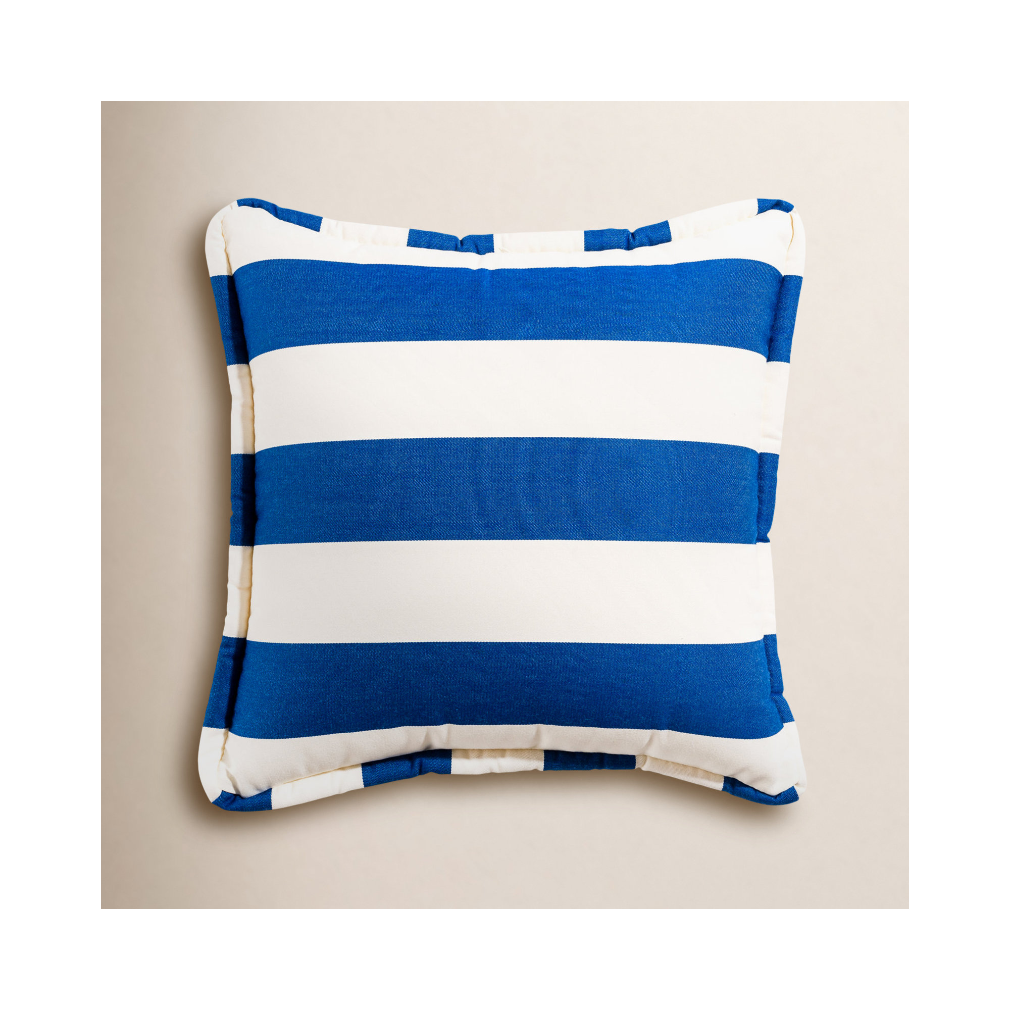 Devi Outdoor Pillow Cover & Insert, Blue Striped, 18" H x 18" W