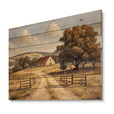 Texas Ranch Horizon II - Décoration murale paysage moderne sur bois de pin naturel