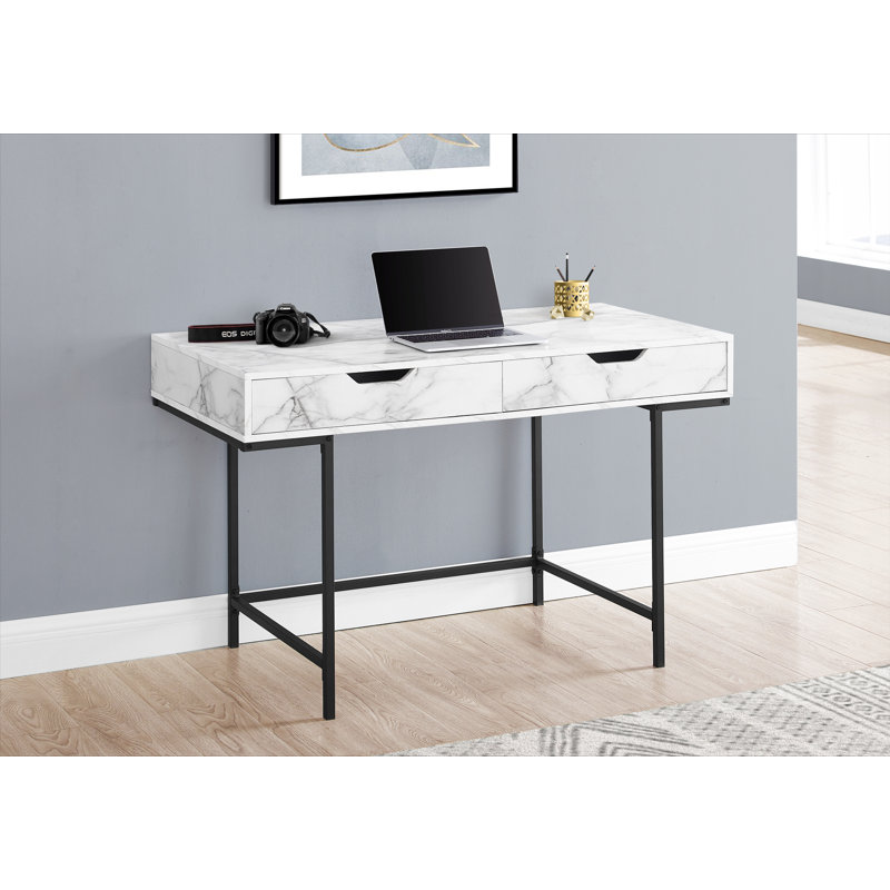 Modern Minimalist Computer Desk, White Marble
