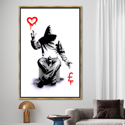 Illustration de Banksy Love Silver Graffiti - Toile murale imprimée vibrante avec thème Boy in Love