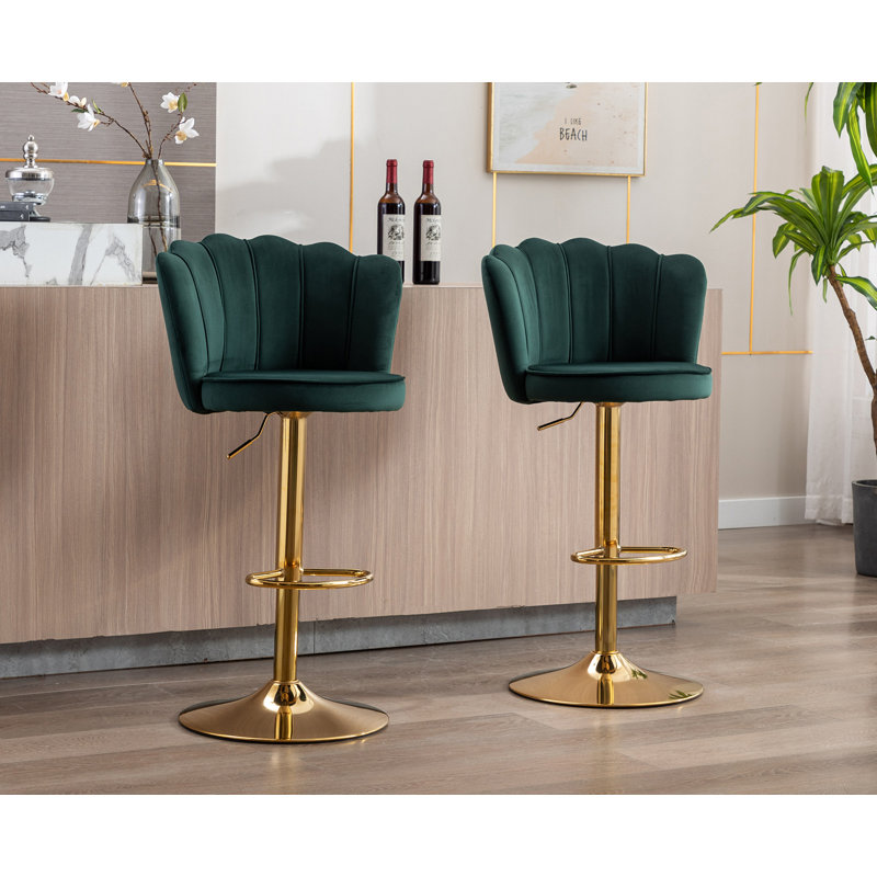 Ludka Swivel Adjustable Height Stool, Dark Green