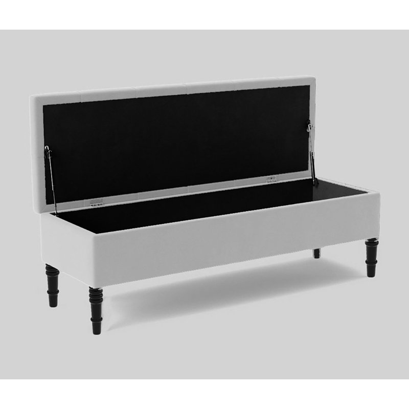 Storage Bench, Silver Plush Velvet