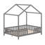 Lit de maison avec auvent, structure en bois, balustrades haute sécurité et toit incliné, conception de lit de plancher à profil bas-1033366286