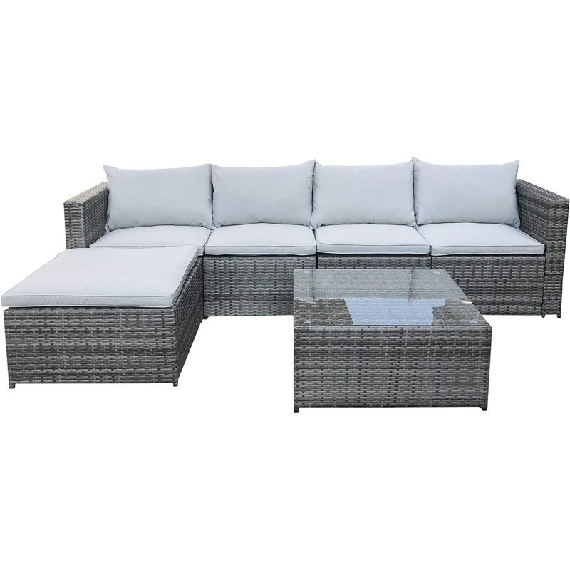 Miami 5 - Person Garden Lounge Set with Cushions, Grey