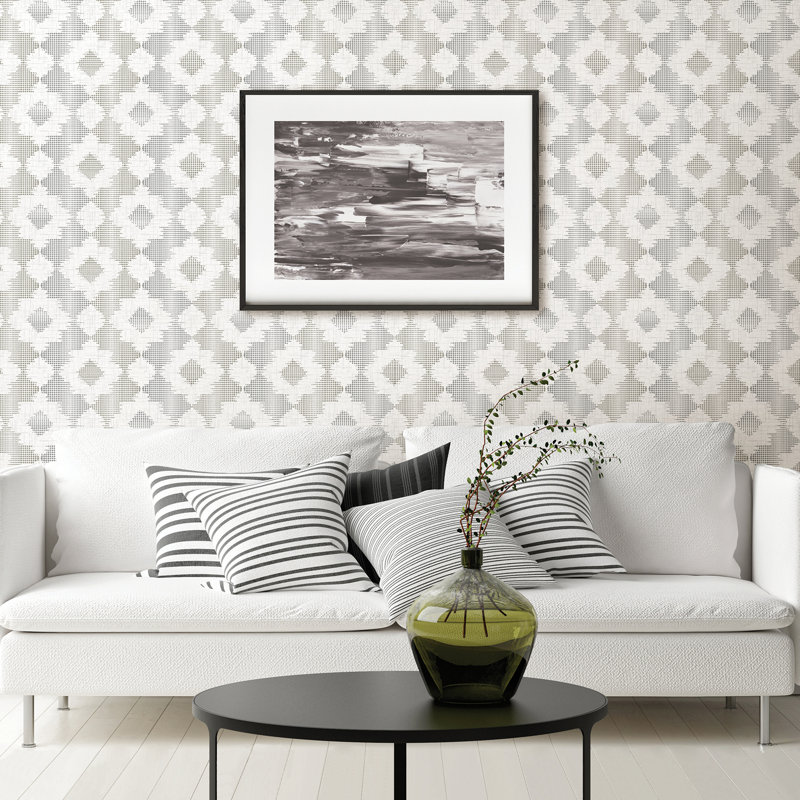 Angeline 10.06m x 52.07cm Semi-Gloss Paste the Wall Wallpaper Roll, Silver