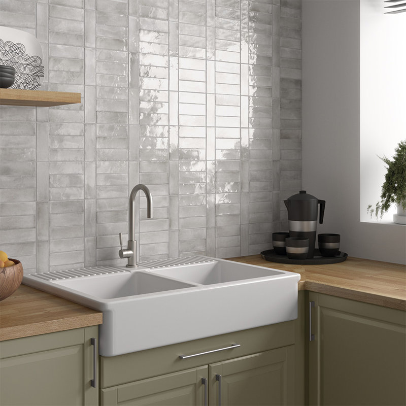 Carrelage mural en porcelaine Charm 2X6, Gris ambré