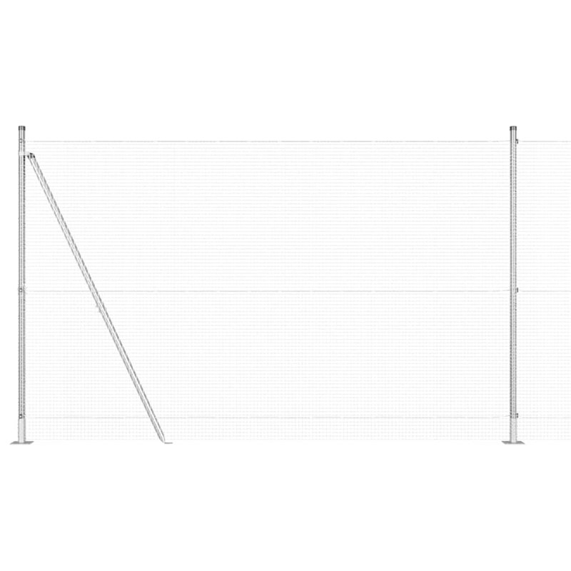 Vidaxl Fence With Posts Steel, Silver, 140cm H x 1000cm W x 3.2cm D