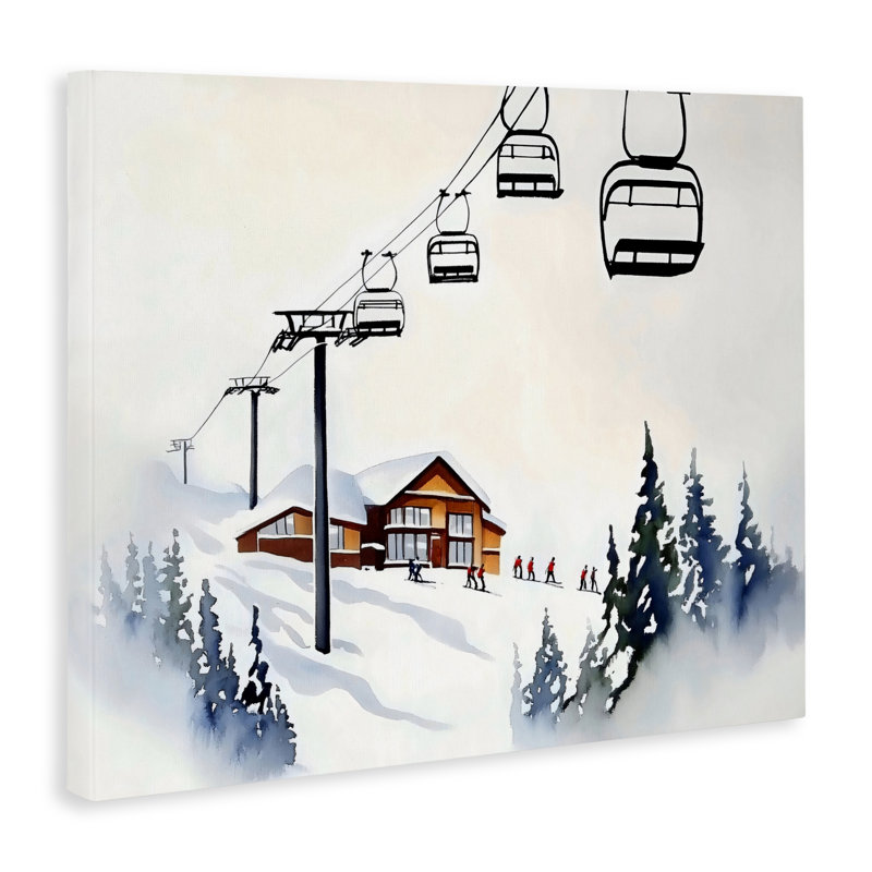 Toile de paysage de chalet de ski, conception par Arlington Prints, H 16 po x l 20 po