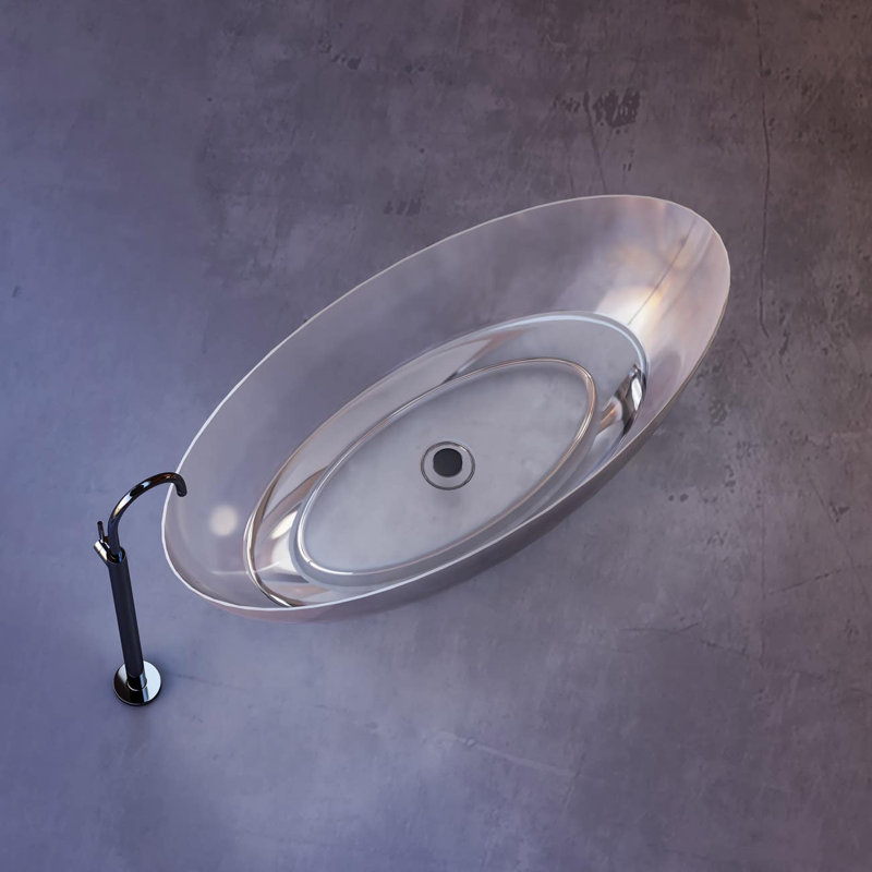 Baignoire autoportante à surface double transparente de 67 po Floki - Transparent