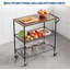 Chariot de cuisine roulant 35,4 po avec plateau en bois, chariot utilitaire à 3 niveaux de 550 lb, 10 crochets et 2 doublures, roues verrouillables pour restaurant-1101769580-1101769582