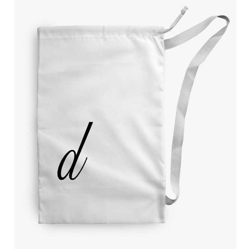 Fabric Laundry Bag with Handles, White/Black, Small (29" H x 18" W)