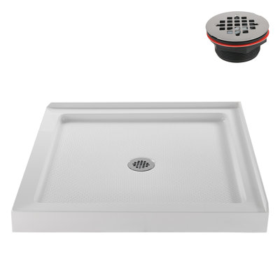Base de douche en acrylique blanc brillant 32 "x 32" avec drain central Streamline, drain inclus