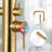Double Handle Floor Mounted Freestanding Tub Faucet With Handheld Shower In Gold-116650089